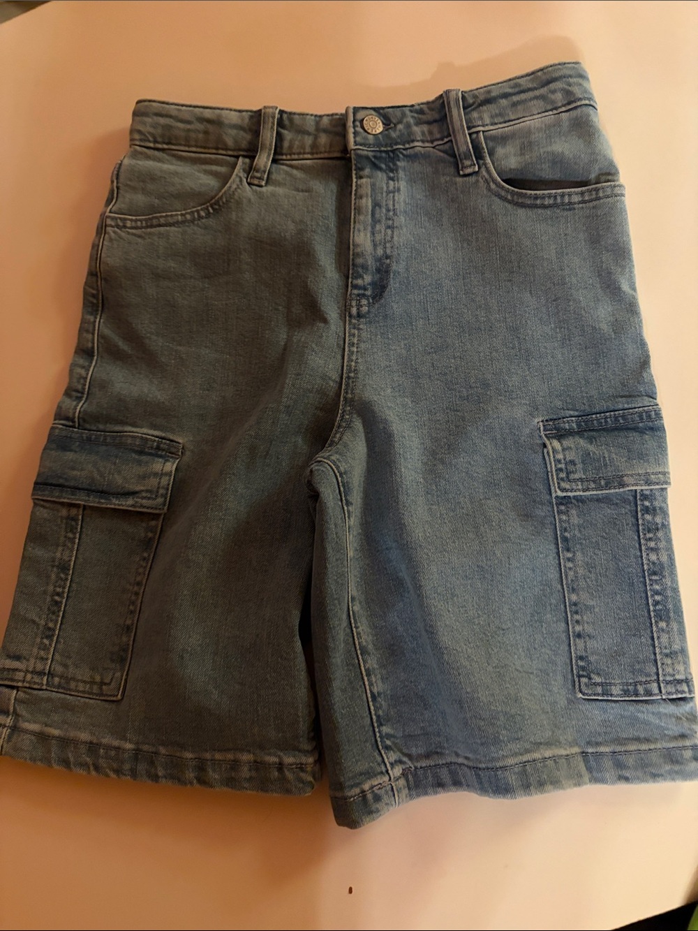 Epic Threads Washed Blue Denim Cargo ShortsBoys 14 NWT